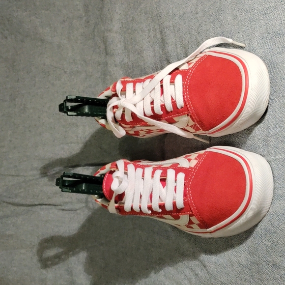 Prelove Suesex Vans low Top Checker Sneakers Color Red and white Men's 6 WM 7.5 - Picture 2 of 7